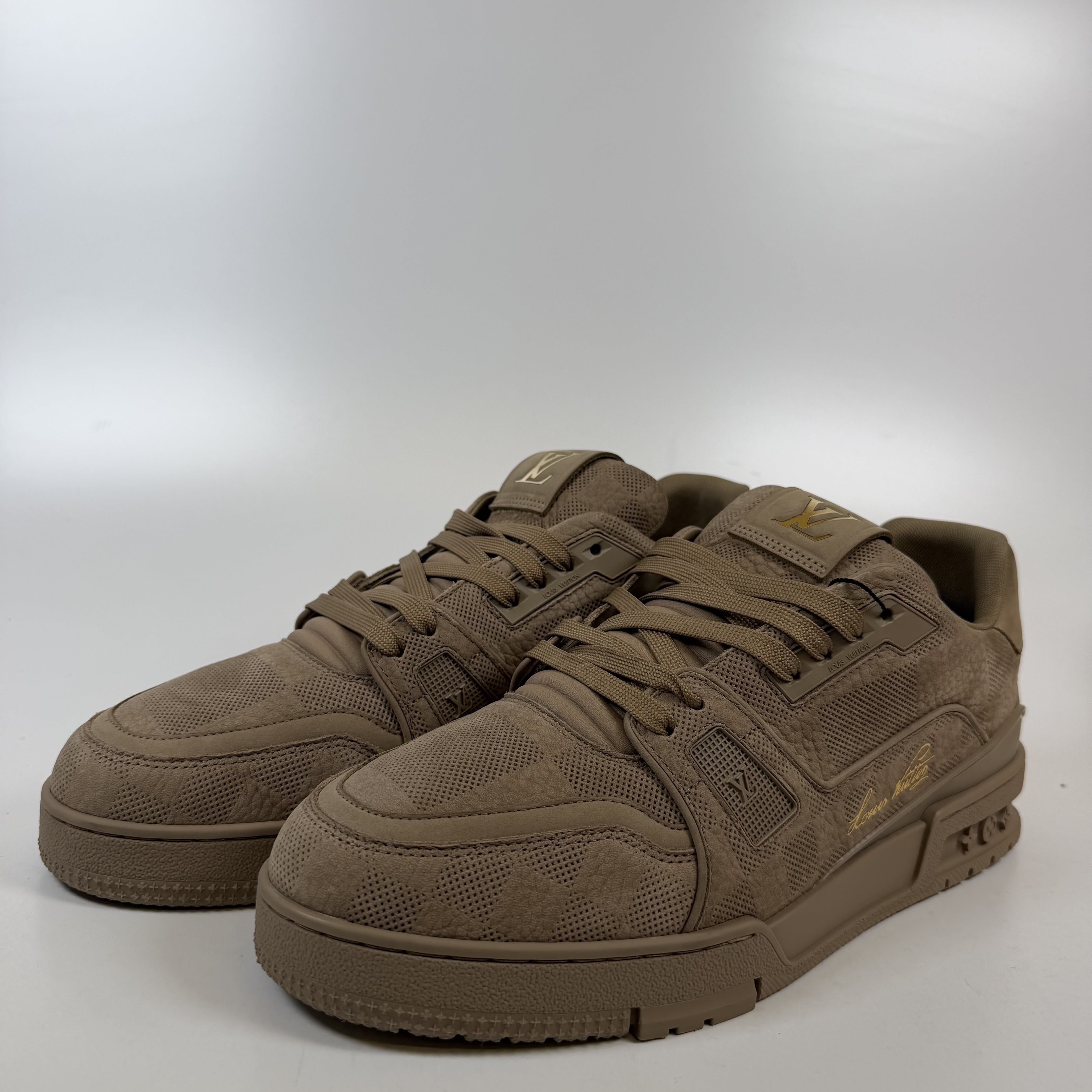 [SP14607] Louis Vuitton LV Trainer Taupe Brown Damier Embossed