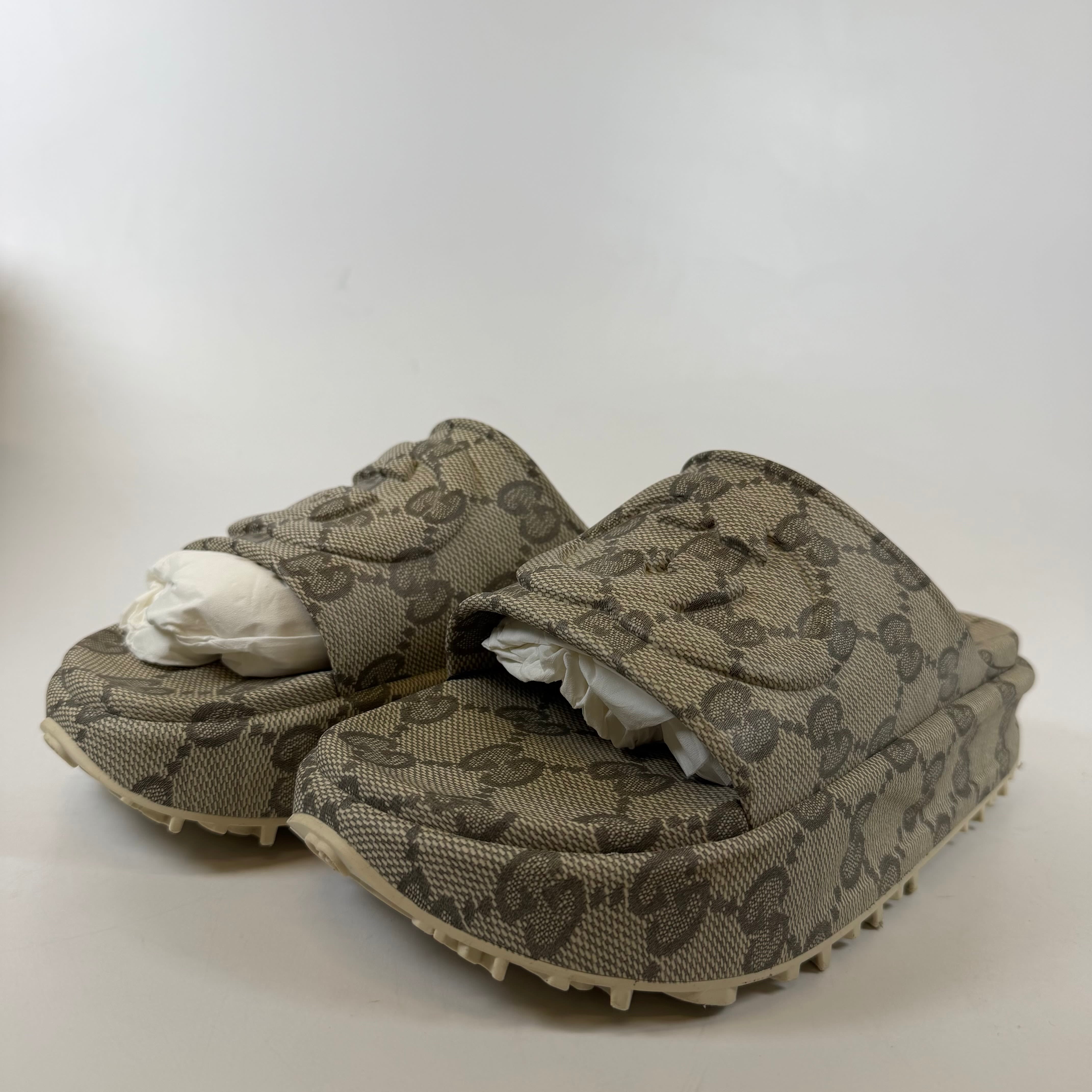 [SP15068] Gucci GG Monogram Beige Platform Sandal
