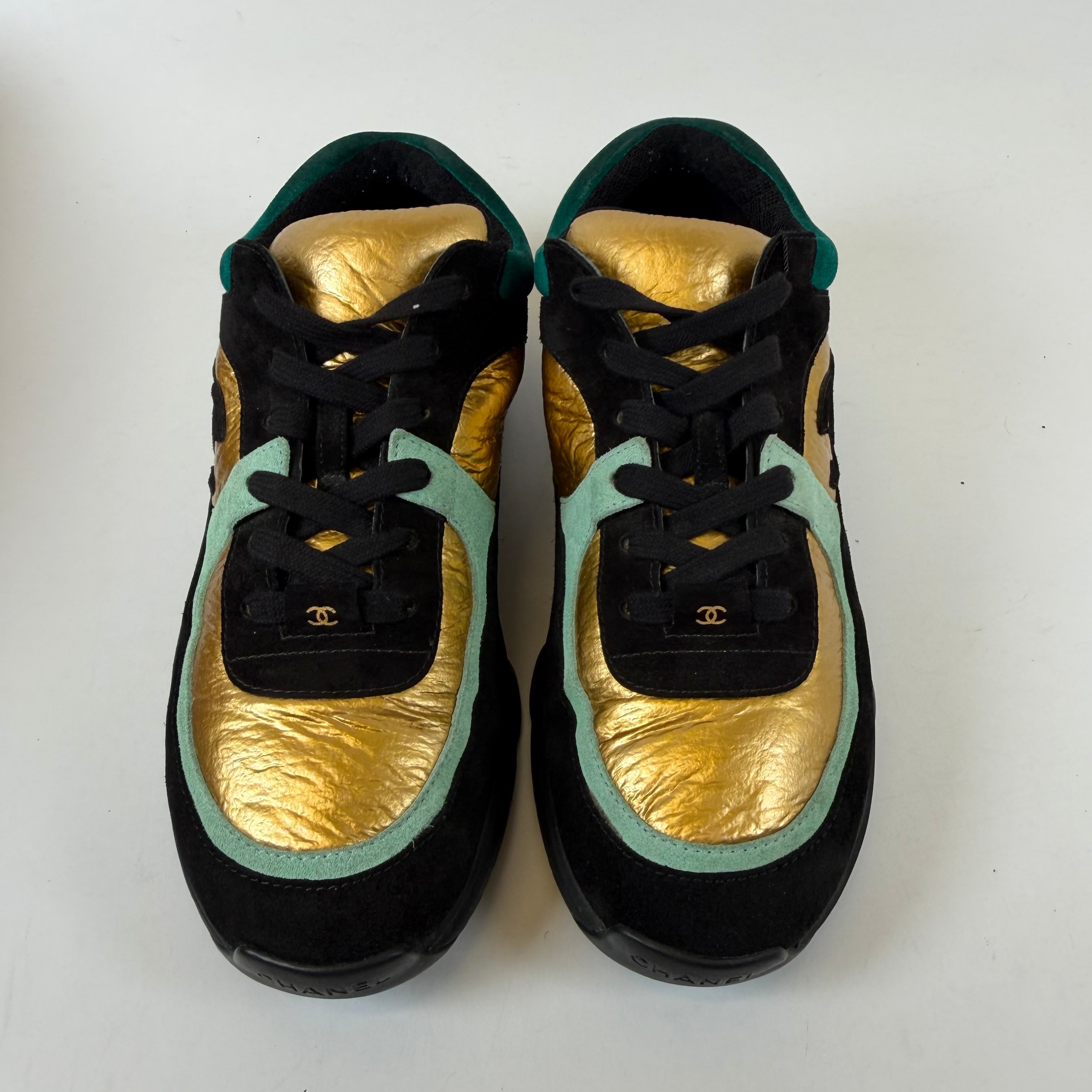 [SP14567] Chanel CC Foil Suede Sneakers