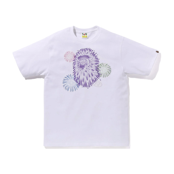 BAPE Ape Head Fireworks Tee #2 'White/Purple'