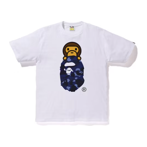 258987 BAPE Color Camo Milo On Ape Head Tee White/Navy