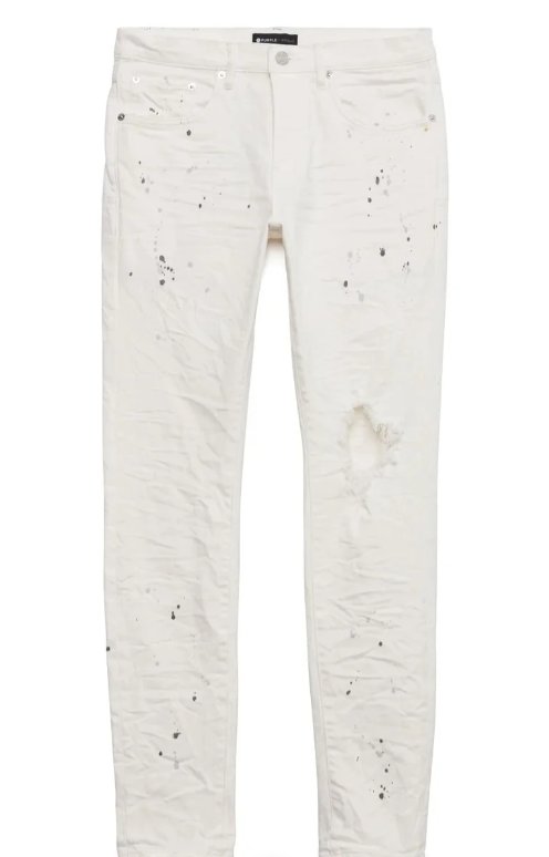 SP7763 Purple Brand Optic White Paint Blowout Jeans