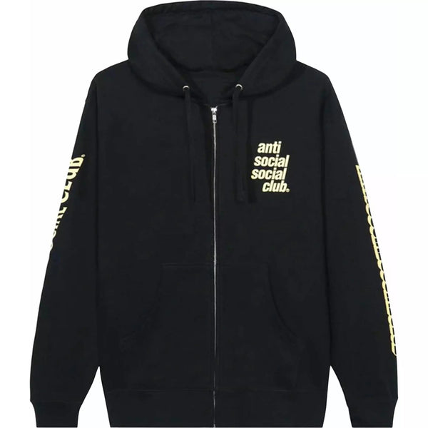 Anti Social Social Club Split Zip Up Hoodie 'Black/Yellow'