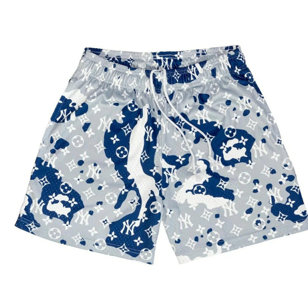 Bravest Studios LV Yankees Shorts Monogram 'Camo Grey/White/Blue'