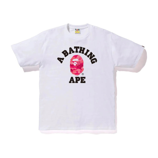 BAPE Fire Camo College Tee White/Pink