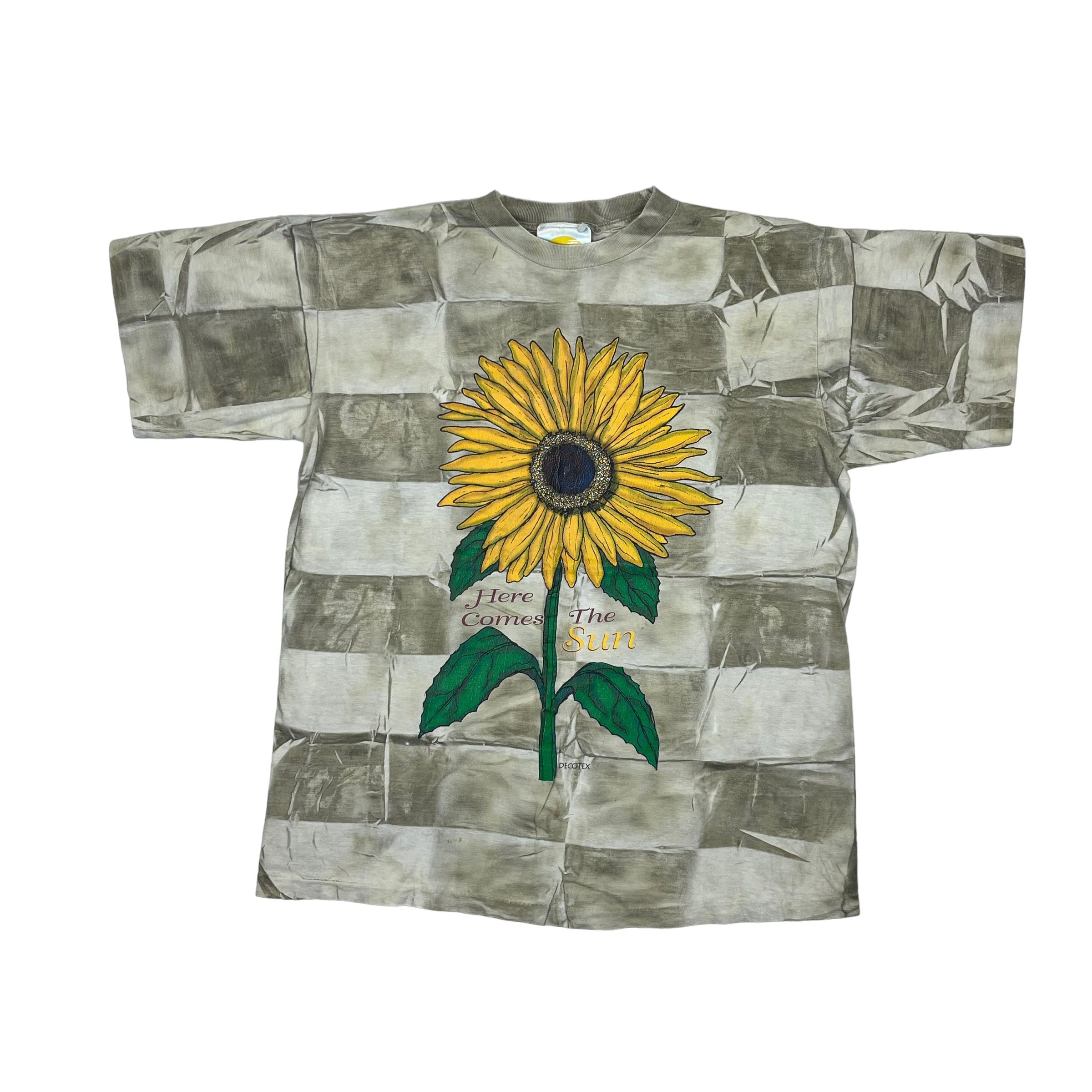 275723 (90s) SunFlower All Over Print 'Here Comes the Sun' T-Shirt