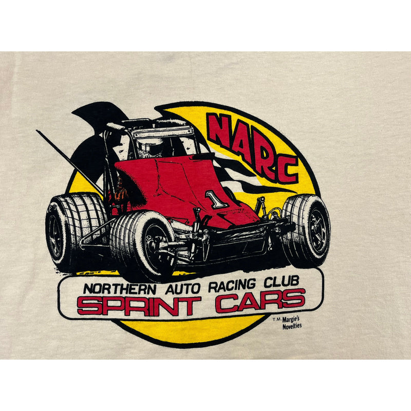 (80s) Sprint Car Dirt Track Mail Racing Pun Beige T-Shirt