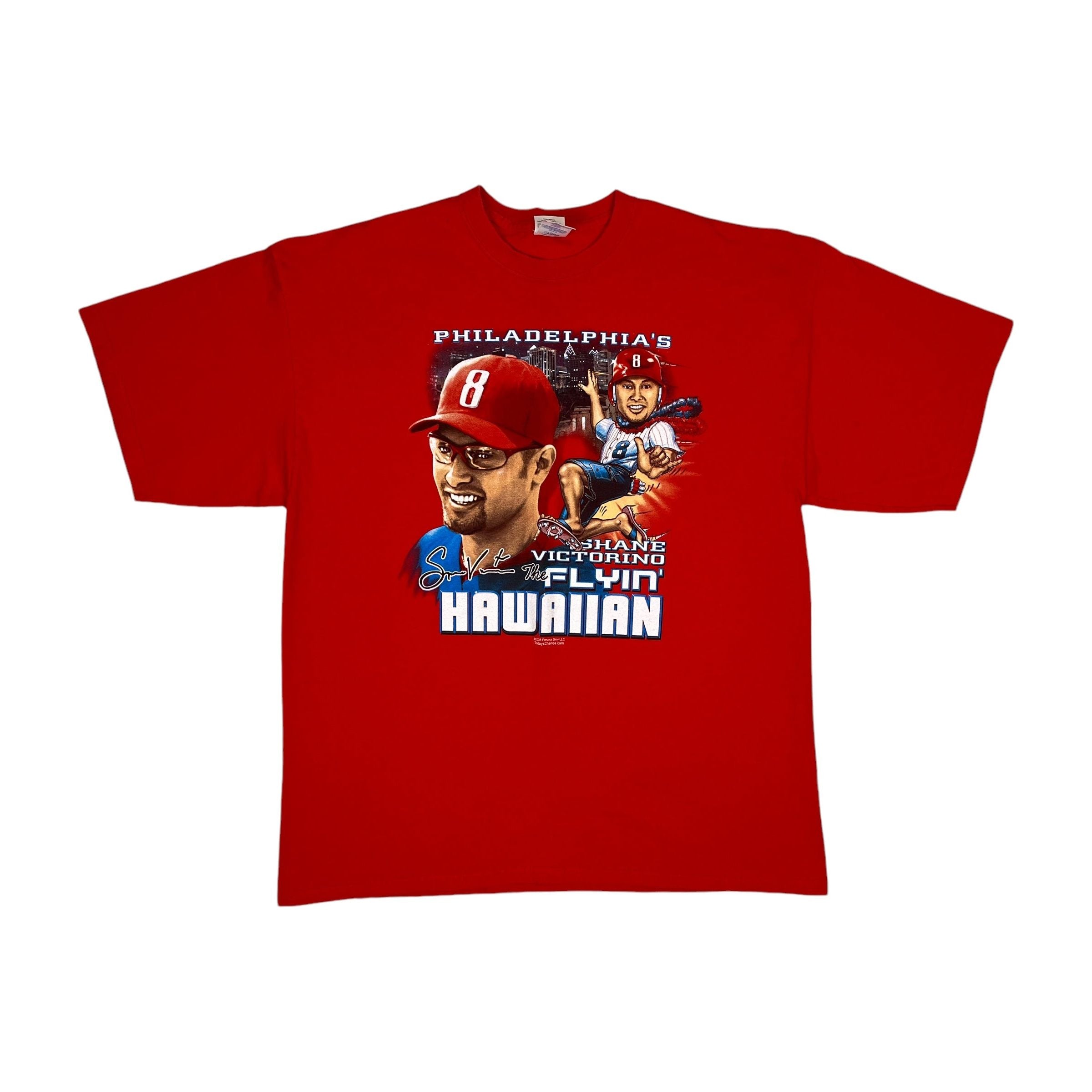 256531 (2008) Shane Victorino Phillies Flyin' Hawaiian Caricature T-Shirt