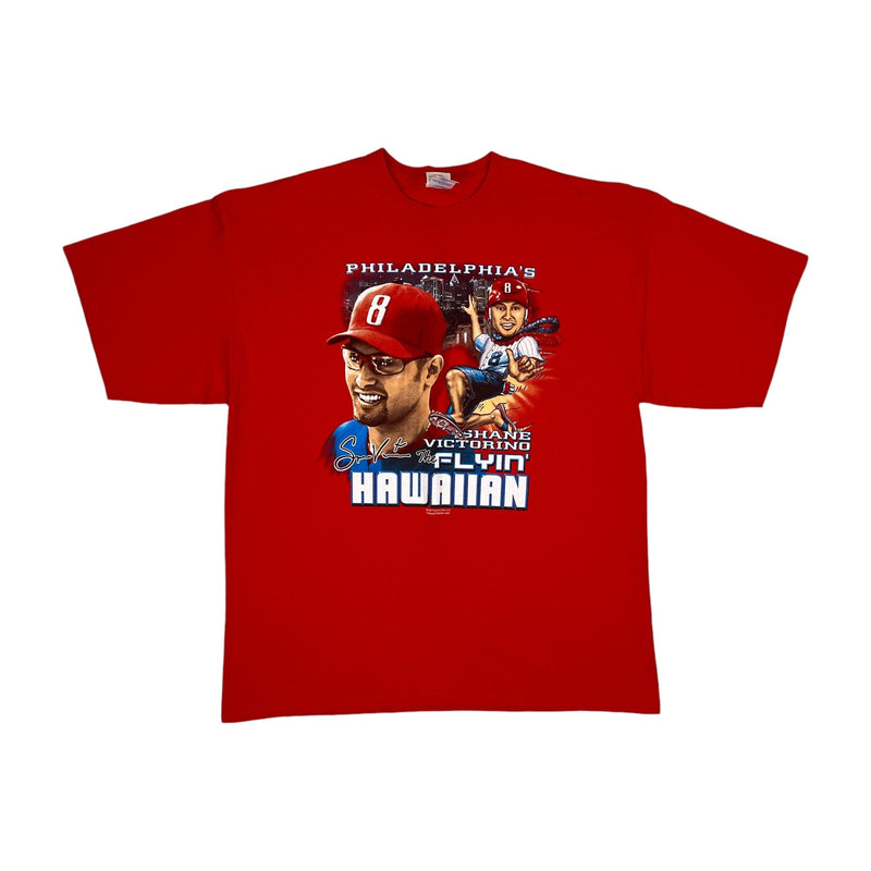 (2008) Shane Victorino Phillies Flyin' Hawaiian Caricature T-Shirt