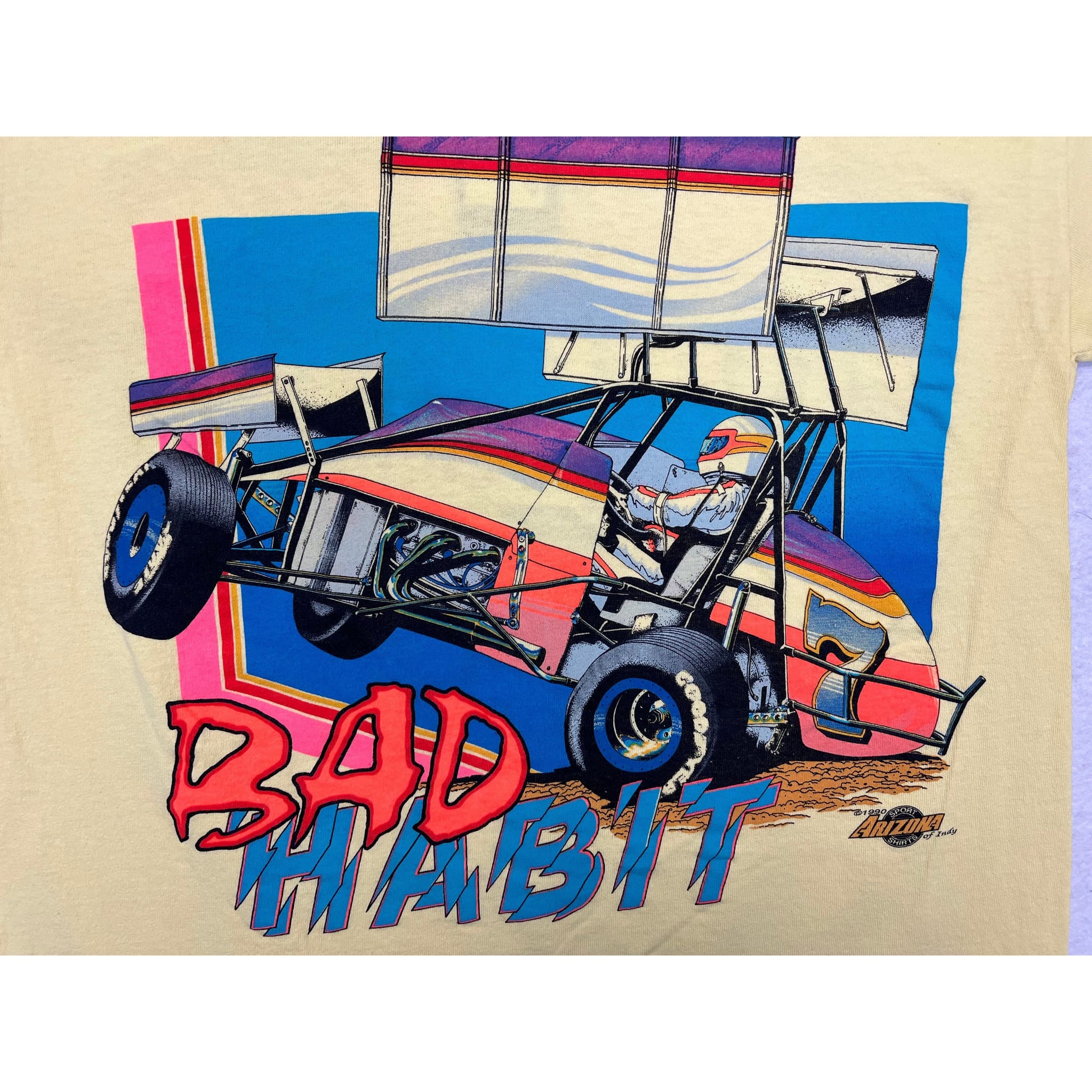 268953 (1990) Bad Habit, Dirt Track Racing Double Sided Yellow T-Shirt m