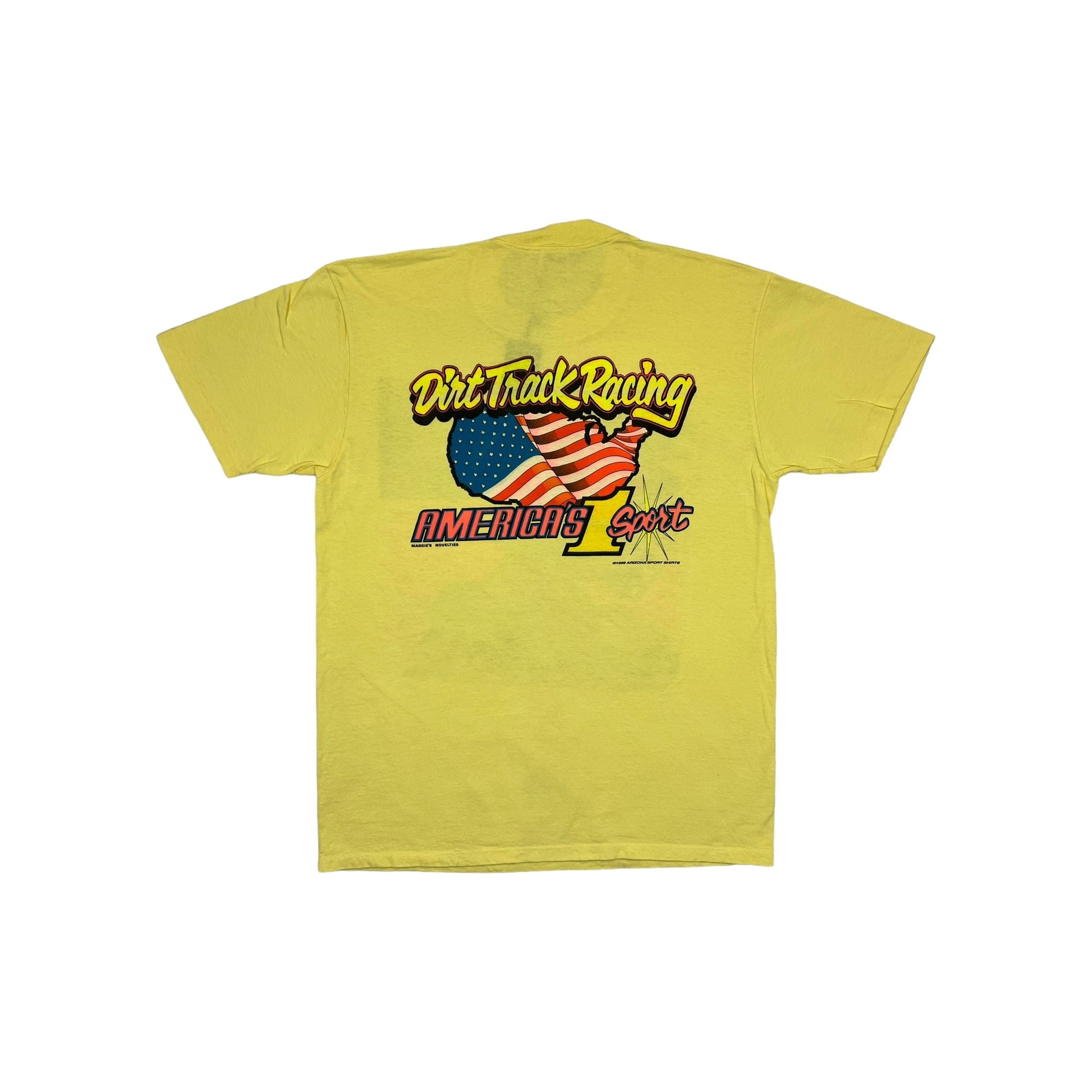 268975 (1990) Mud, Sweat, & Gears Sprint Car Dirt Racing Yellow T-Shirt