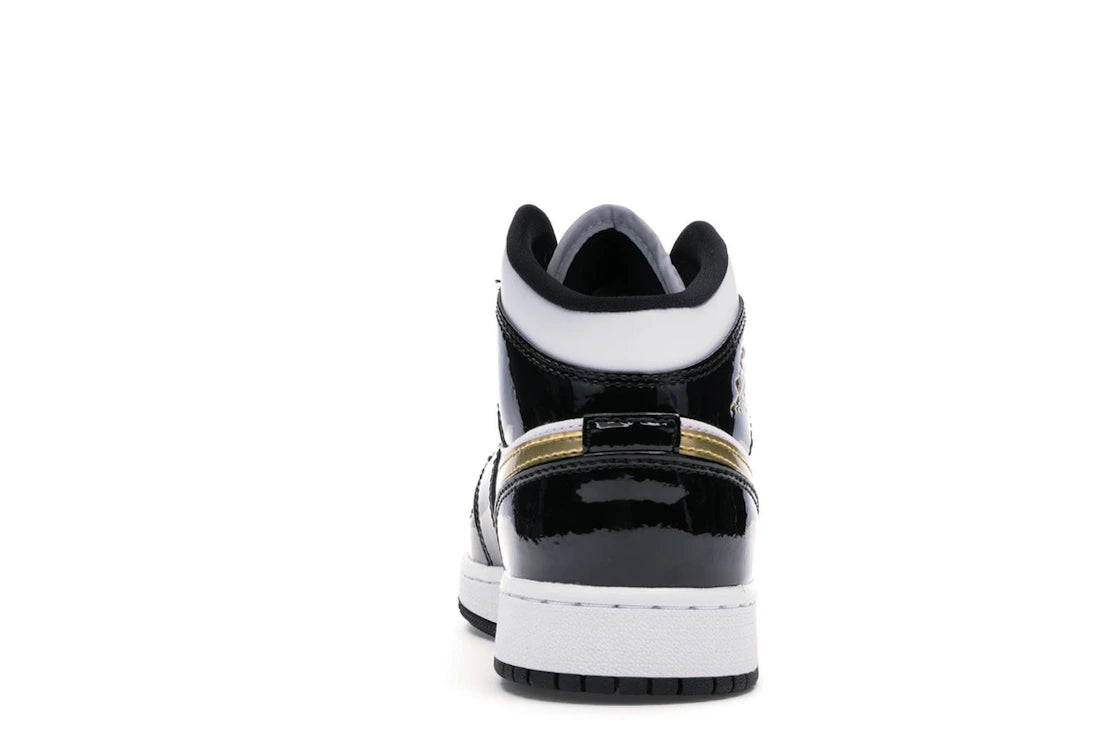 SP16352 Jordan 1 Mid Patent Black White Gold (GS)