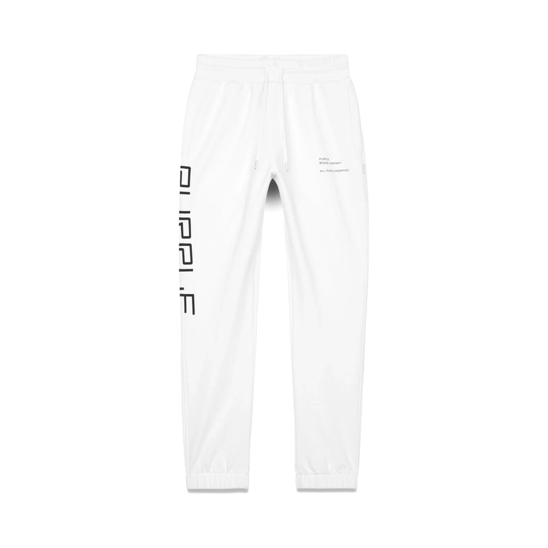 Purple Brand French Terry Jogger - Wordmark Coconut Milk