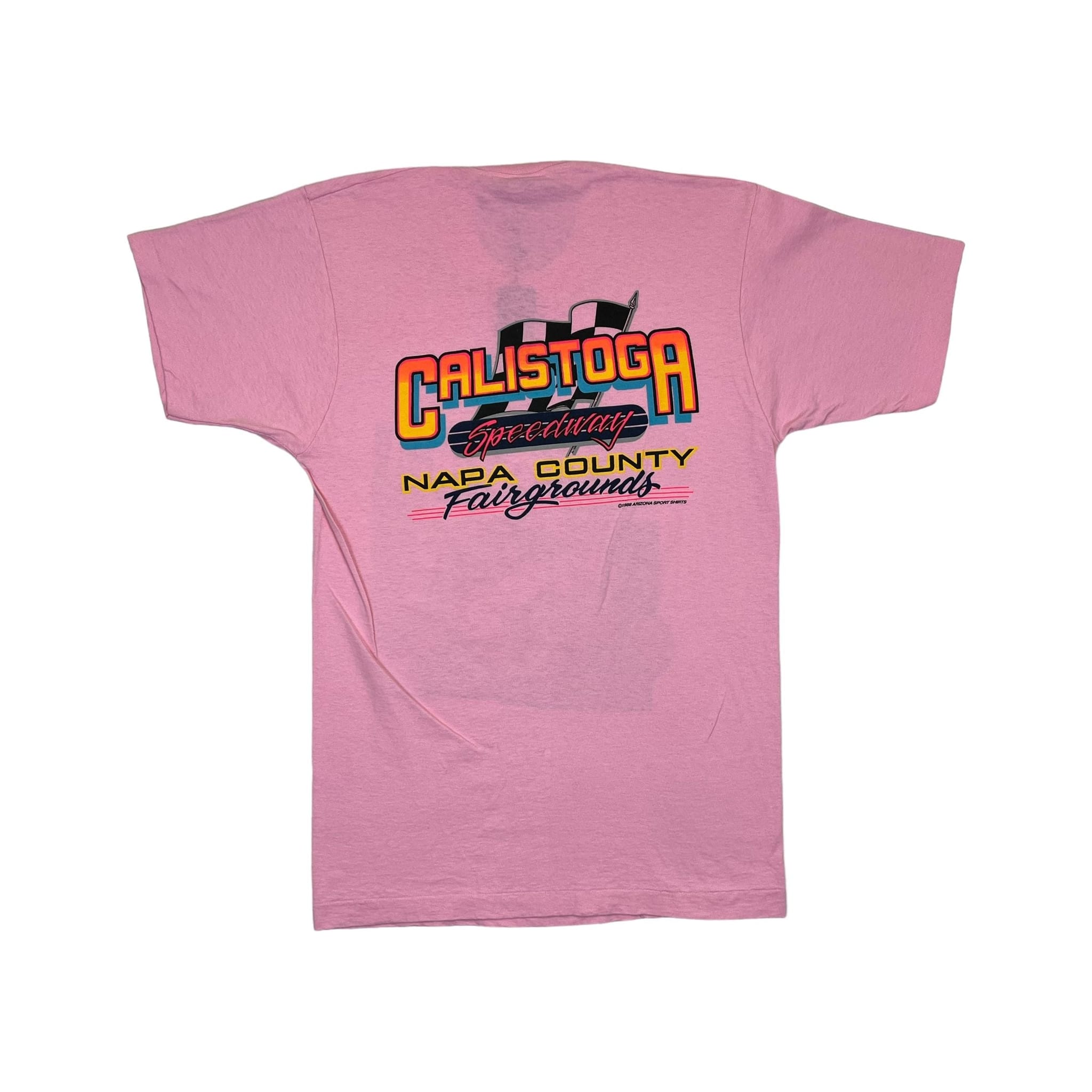 268973 (1989) Outlaws of Calistoga Speedway Napa County Pink T-Shirt
