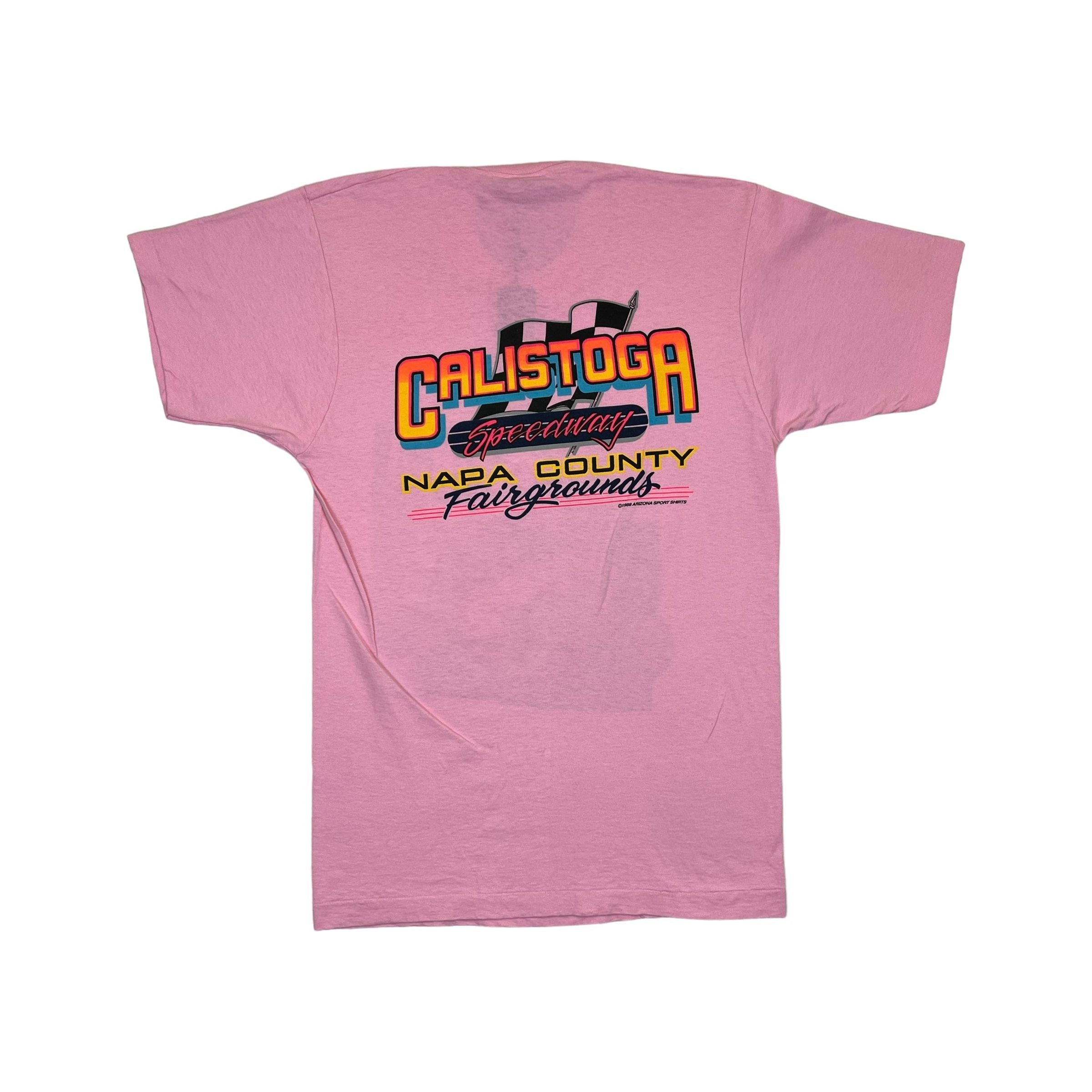 268973 (1989) Outlaws of Calistoga Speedway Napa County Pink T-Shirt