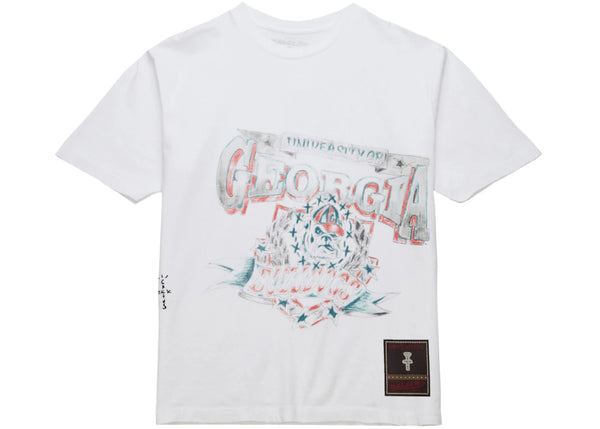 Travis Scott x Mitchell & Ness Georgia Bulldogs Hand-Drawn T-Shirt White