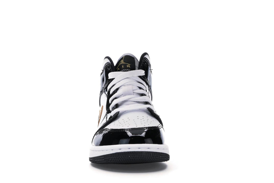 SP16352 Jordan 1 Mid Patent Black White Gold (GS)