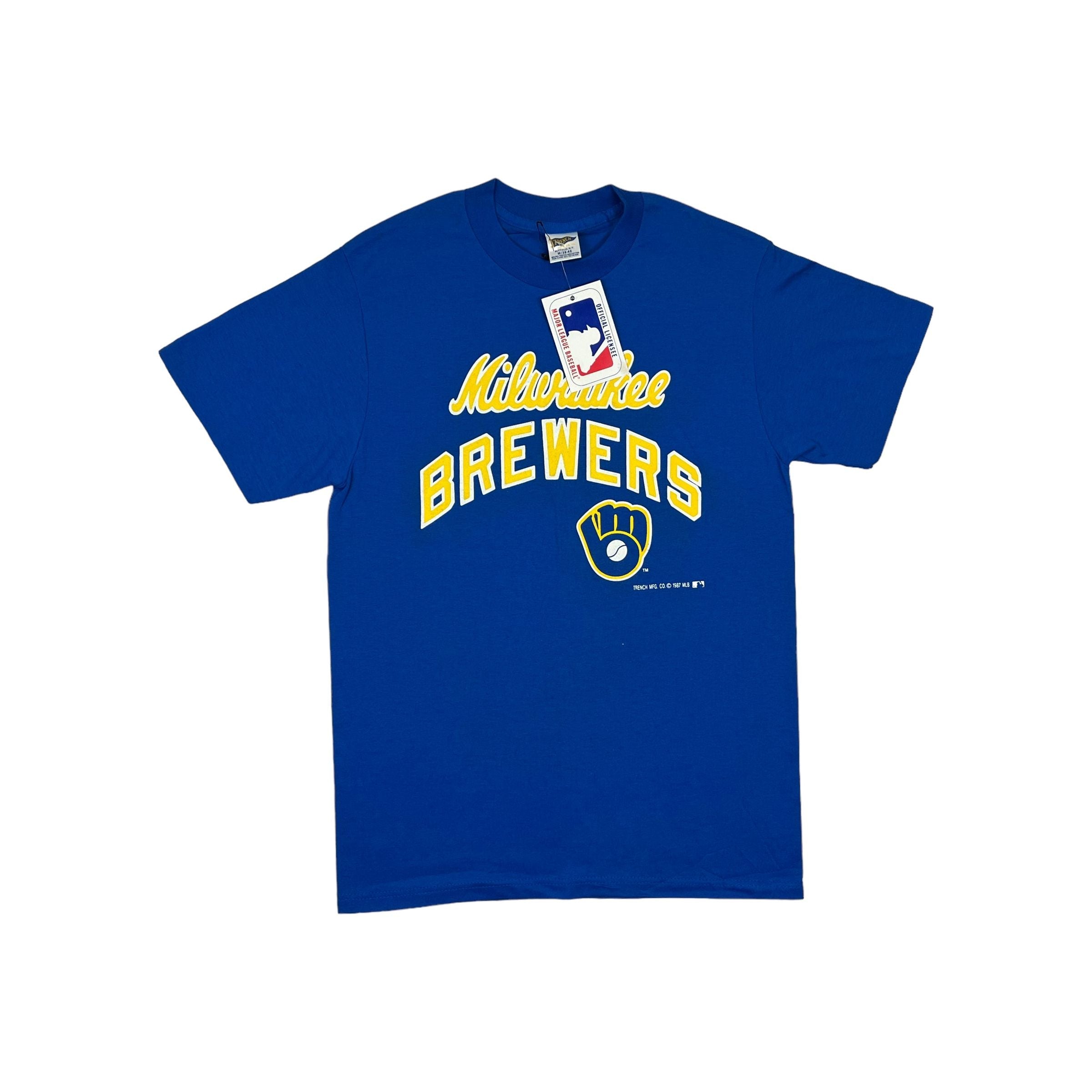 269506 (1987) Milwaukee Brewers MLB Trench Blue T-Shirt w/ Tags m