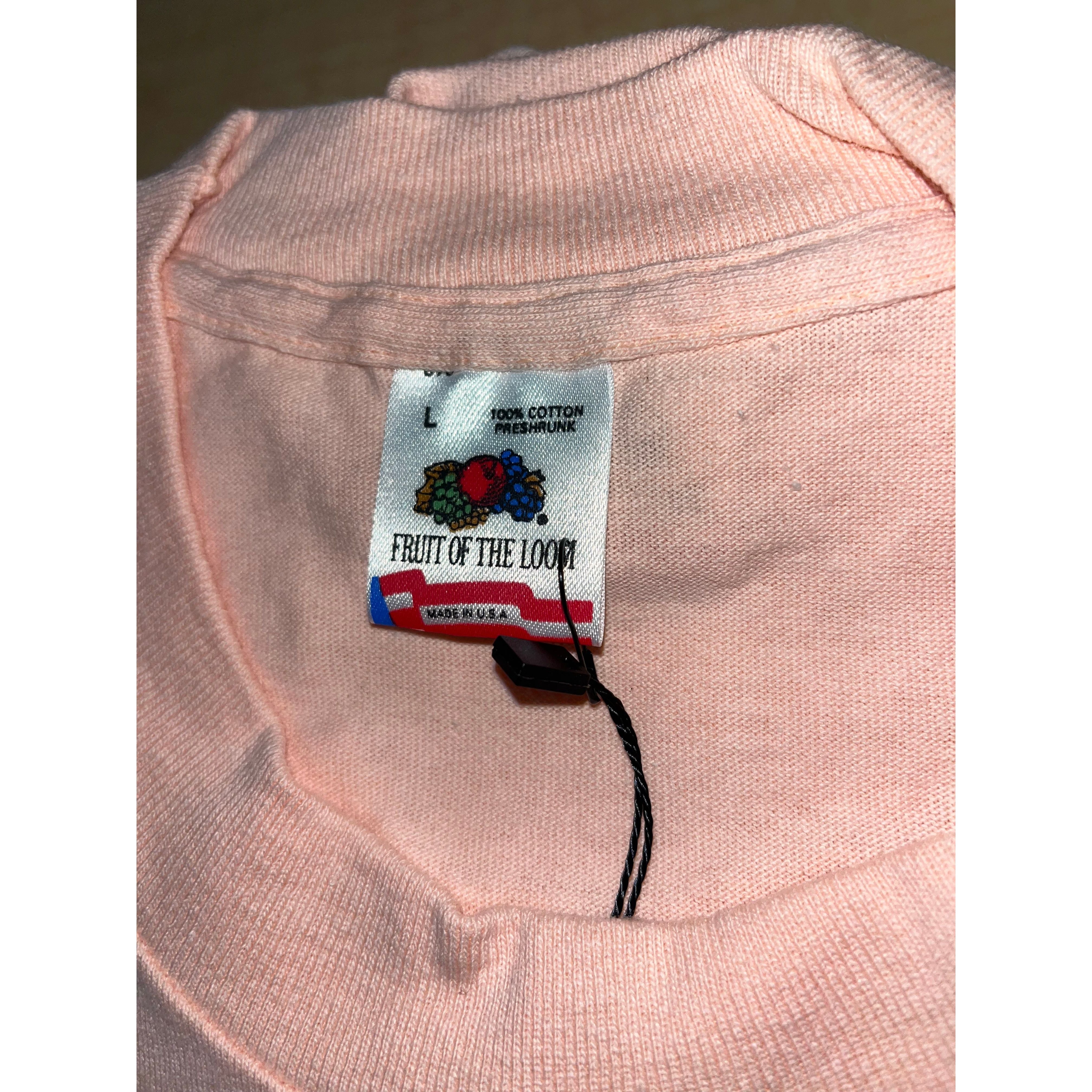 269053 (1990) Shit Happens, Sprint Car Racing Double Sided Peach T-Shirt L