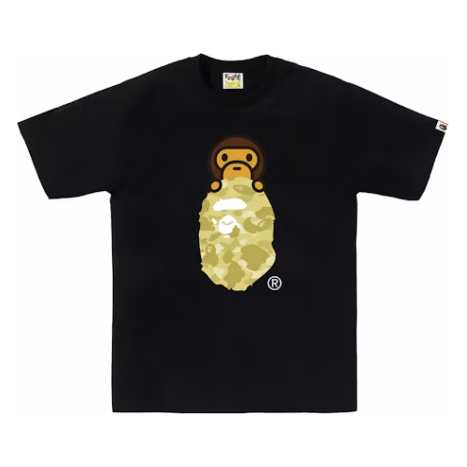 BAPE Color Camo Milo On Ape Head Tee 'Black/Yellow'