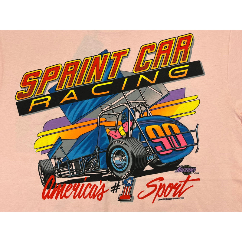 (1990) Mud, Sweat, & Gears Sprint Car Dirt Racing Peach T-Shirt