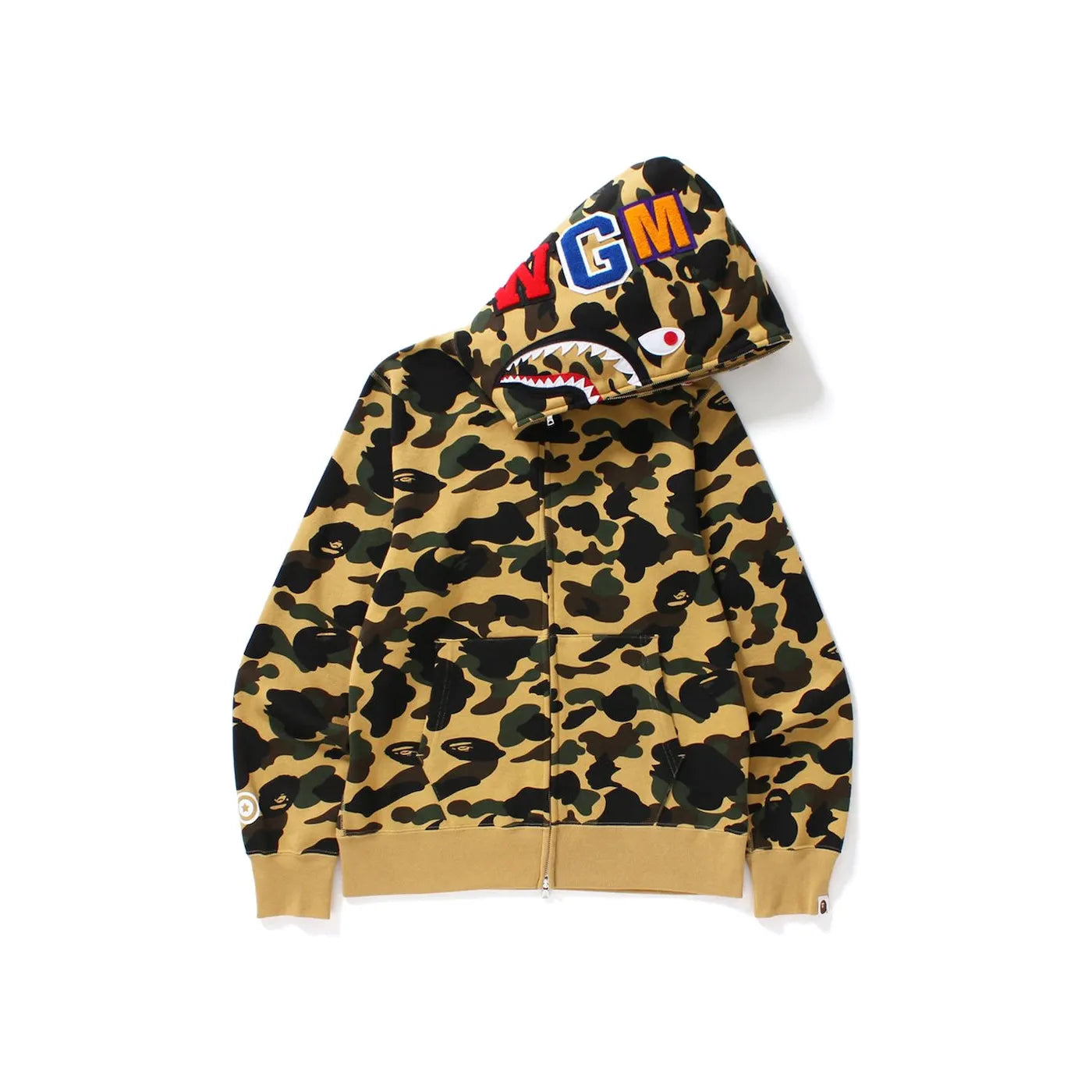 351716 BAPE 1st Camo Shark Full Zip Hoodie Yellow