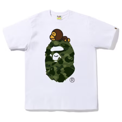 BAPE ABC Color Camo Milo On Big Ape Tee 'White Green'