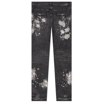 Purple Brand Mid Rise Skinny Jeans "Big Bleach Blowout Black"