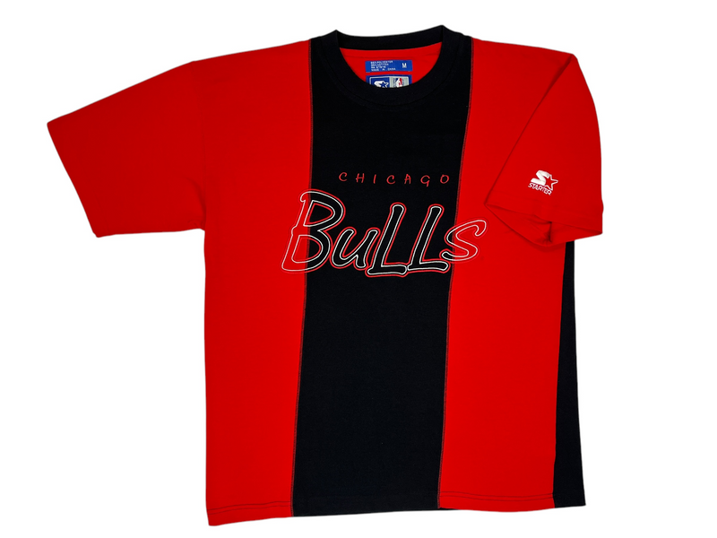 (90s) Chicago Bulls Embroidered Striped Starter T-Shirt