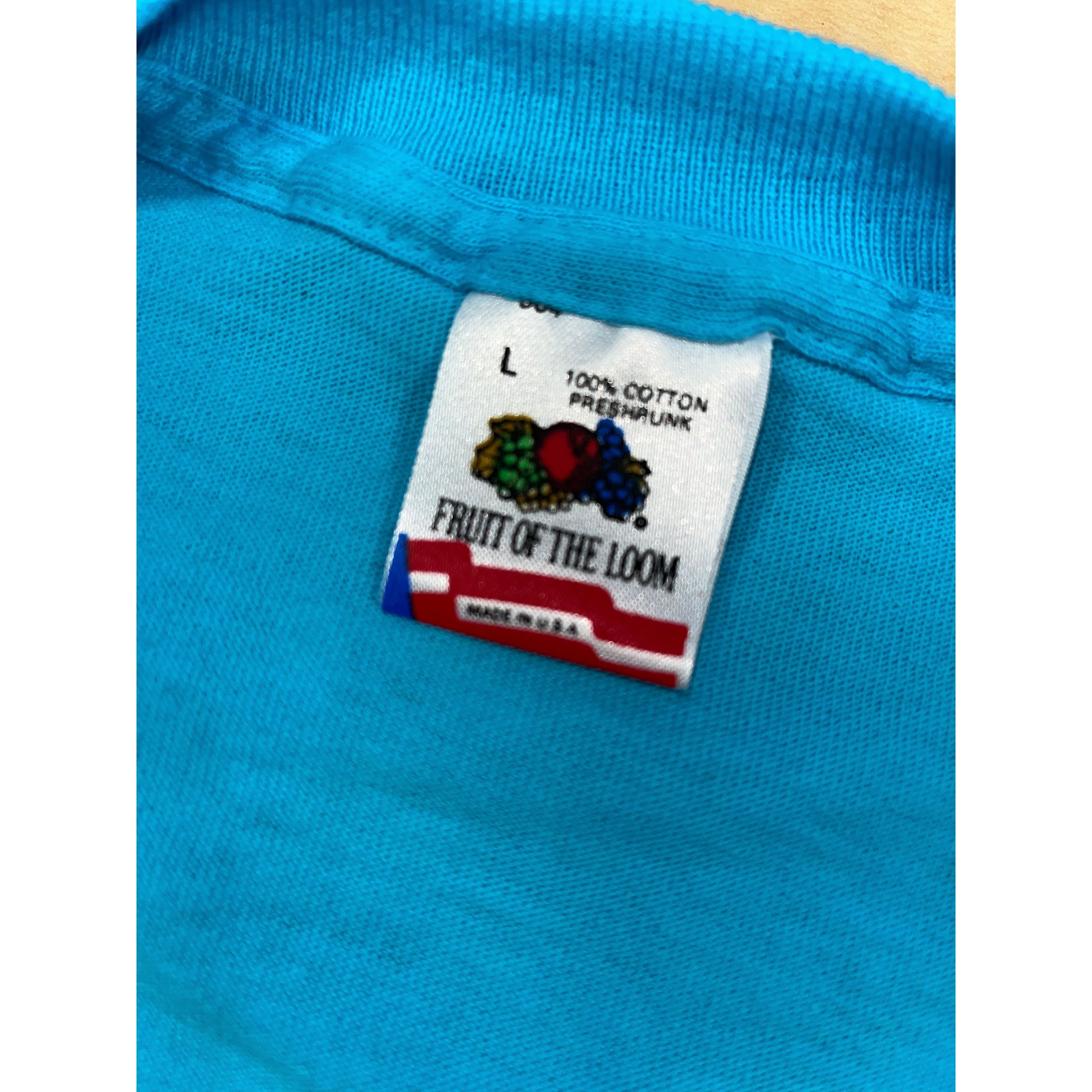 269047 (1990) Shit Happens, Sprint Car Racing Double Sided Blue T-Shirt L