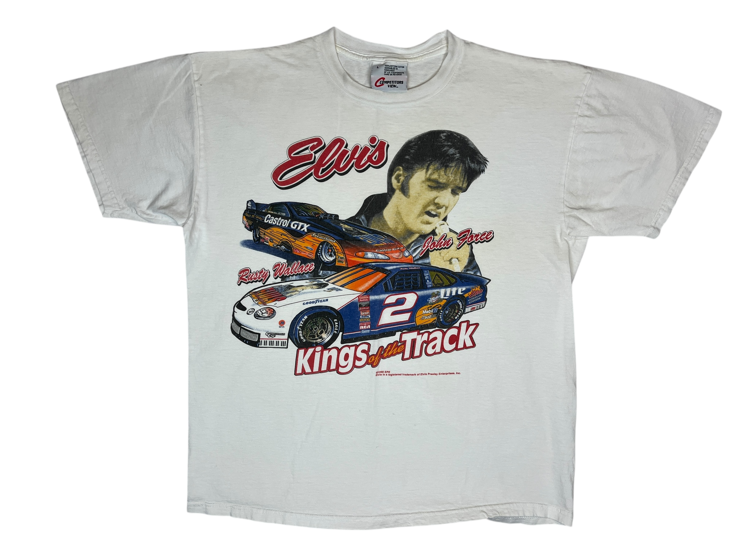 378317 (1998) Elvis Presley Nascar Kings of the Track Racing T-Shirt