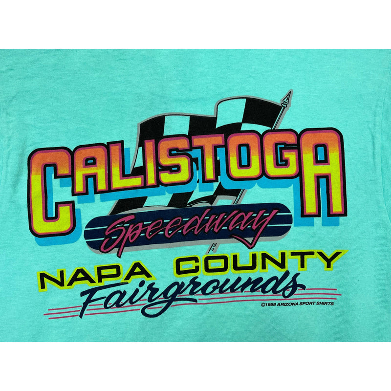 (1989) Outlaws of Calistoga Speedway Napa County Sea Green T-Shirt