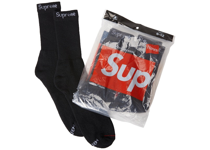 756454 Supreme Hanes Socks (4 Pack) Black