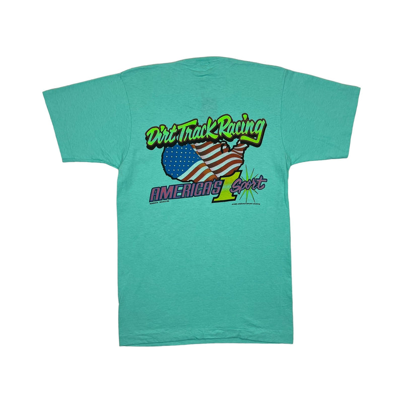 (1990) Hard On It, Sprint Car Racing Double Sided Sea Green T-Shirt