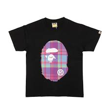 699230 BAPE Front Logo Ape Tee 'Purple Plaid'