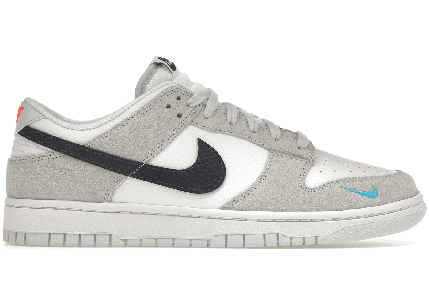 604450 Nike Dunk Low White Grey Navy Aqua Mini Swoosh