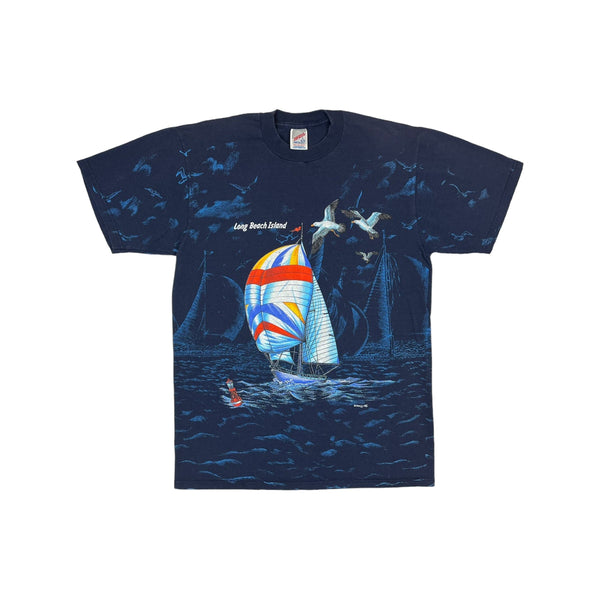 (90s) Long Beach Island Sailboat & Seagle All Over Print T-Shirt