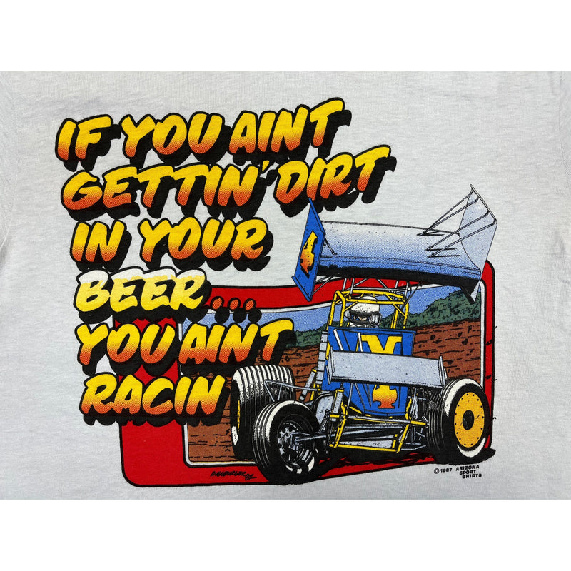 (1987) Dirt In Your Beer While Racing, NARC Sprint Car Gray T-Shirt