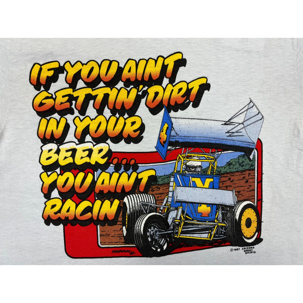 (1987) Dirt In Your Beer While Racing, NARC Sprint Car Gray T-Shirt