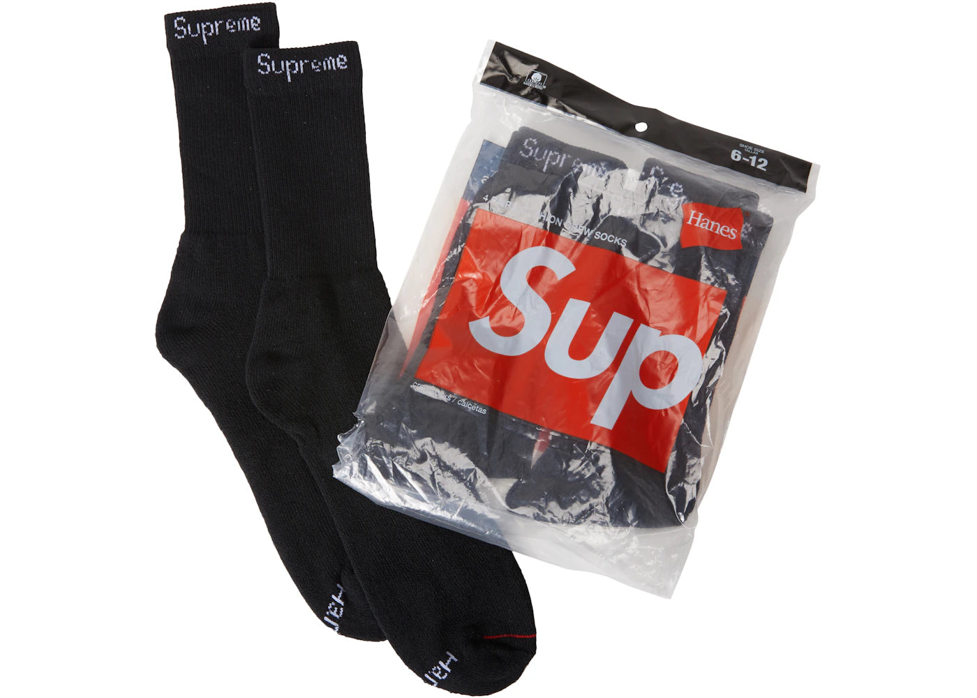 SP10471 Supreme Hanes Socks (4 Pack) Black