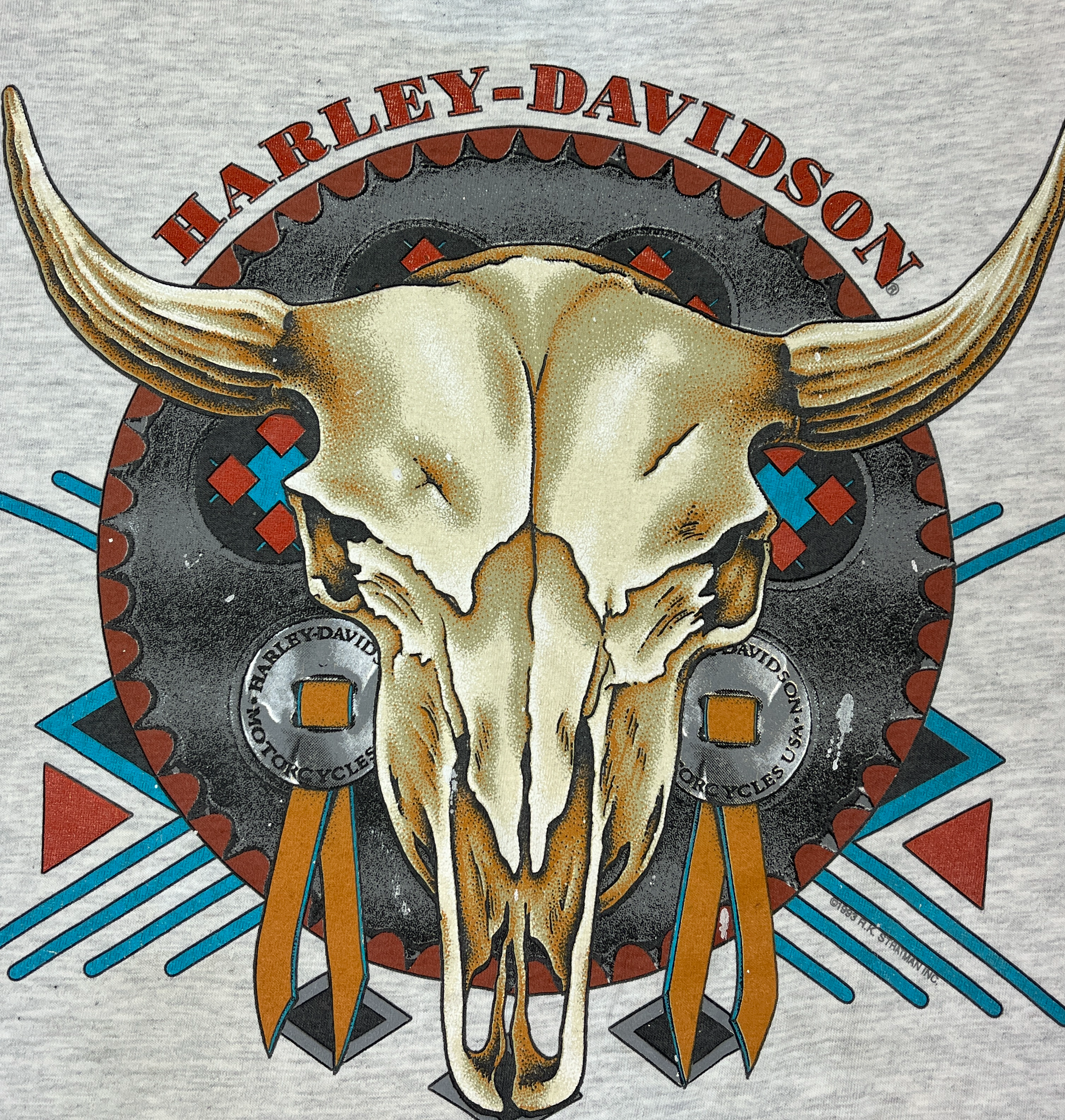 378314 (1993) Harley Davidson Bull Horn Skull Lancaster T-Shirt