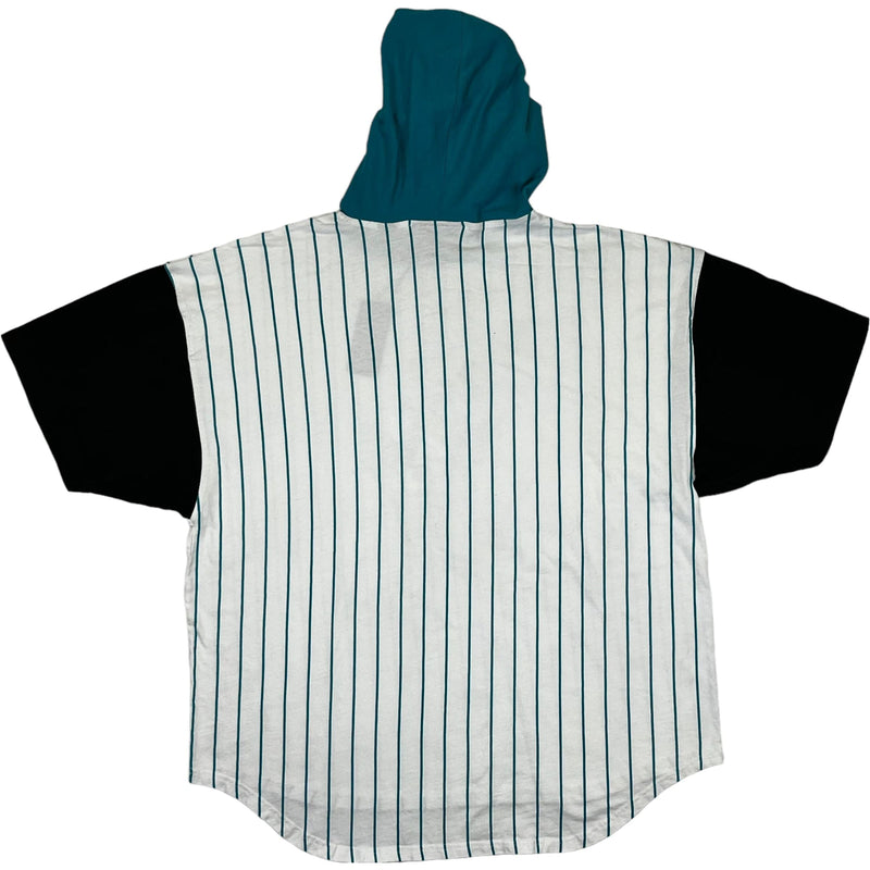 (90s) Mickey Mouse Baseball Pinstripe T-Shirt Short Sleeve Hoodie