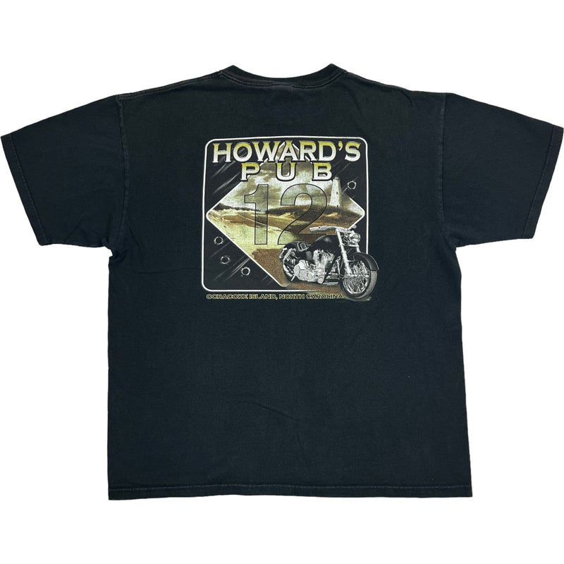 (00s) Howard's Pub Motorcycle Biker Pocket T-Shirt