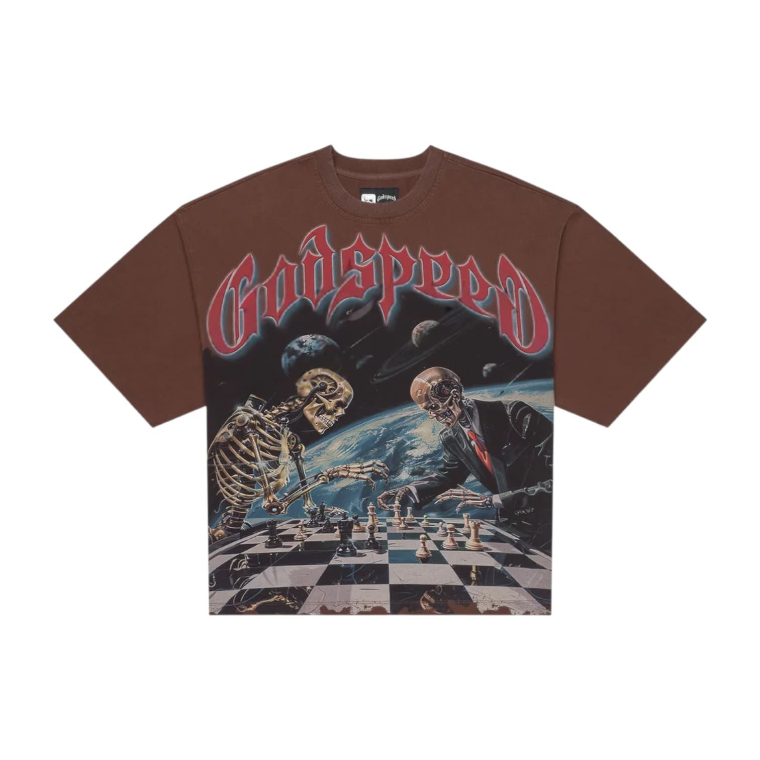 SP2509 Godspeed Checkmate T-Shirt Brown Wash