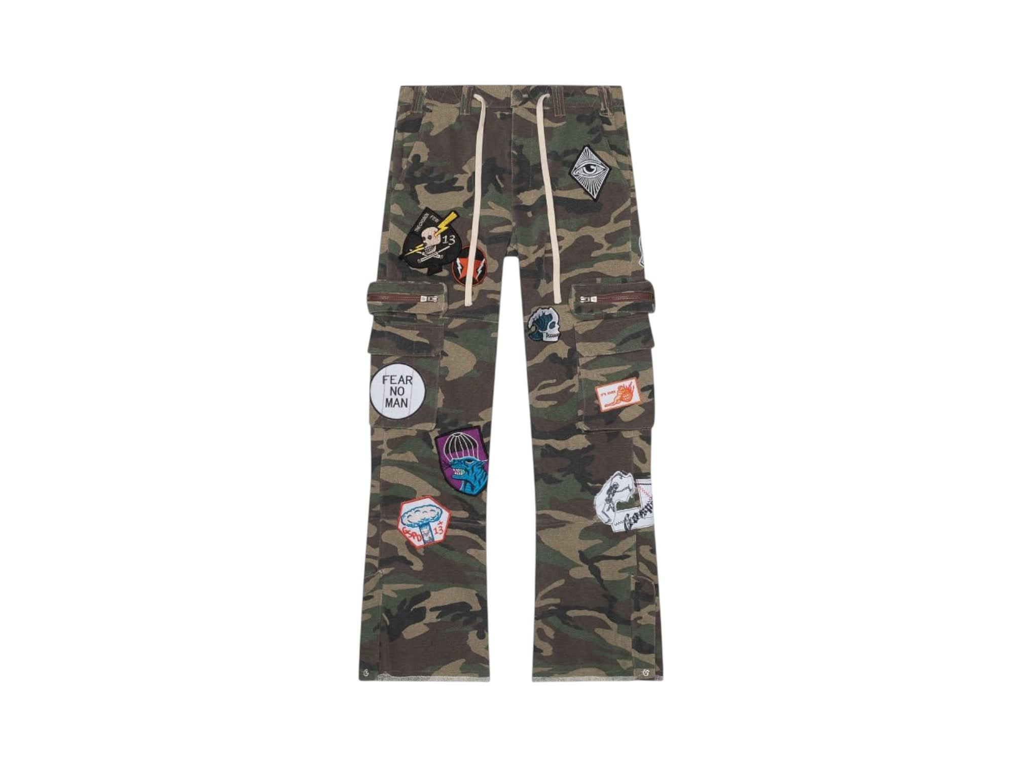SP1920 Godspeed Patchwork Flared Cargo Pants Camo