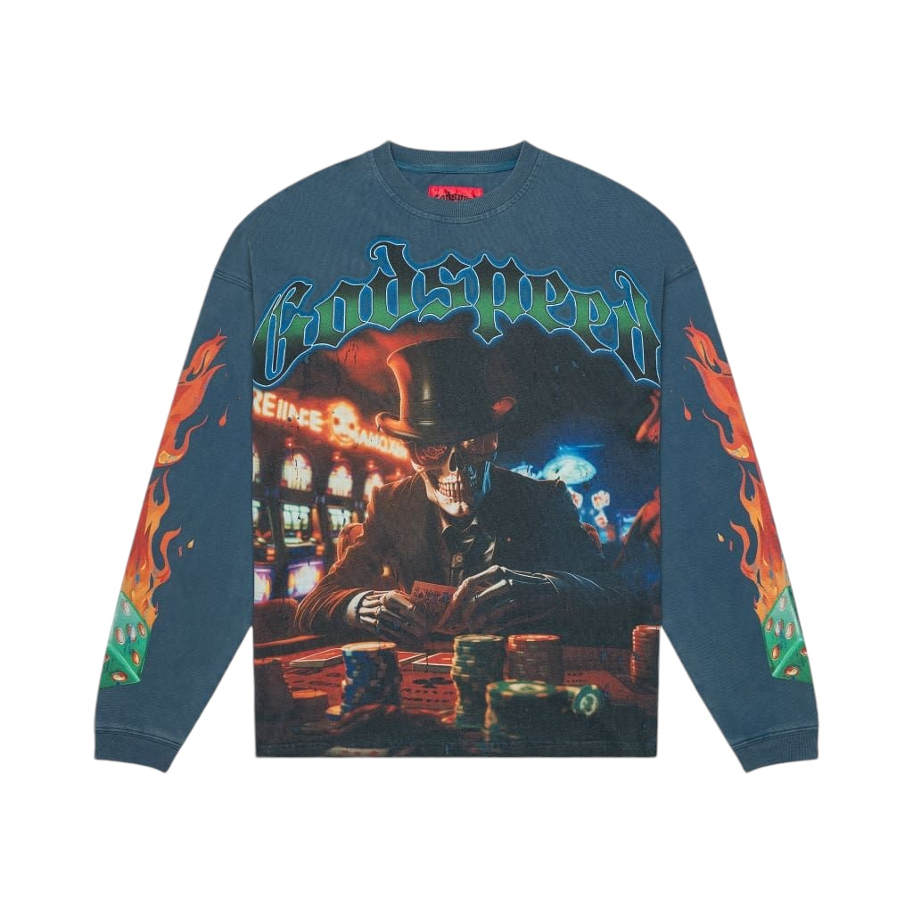 SP831 Godspeed Life's A Gamble L/S T-Shirt Blue Wash