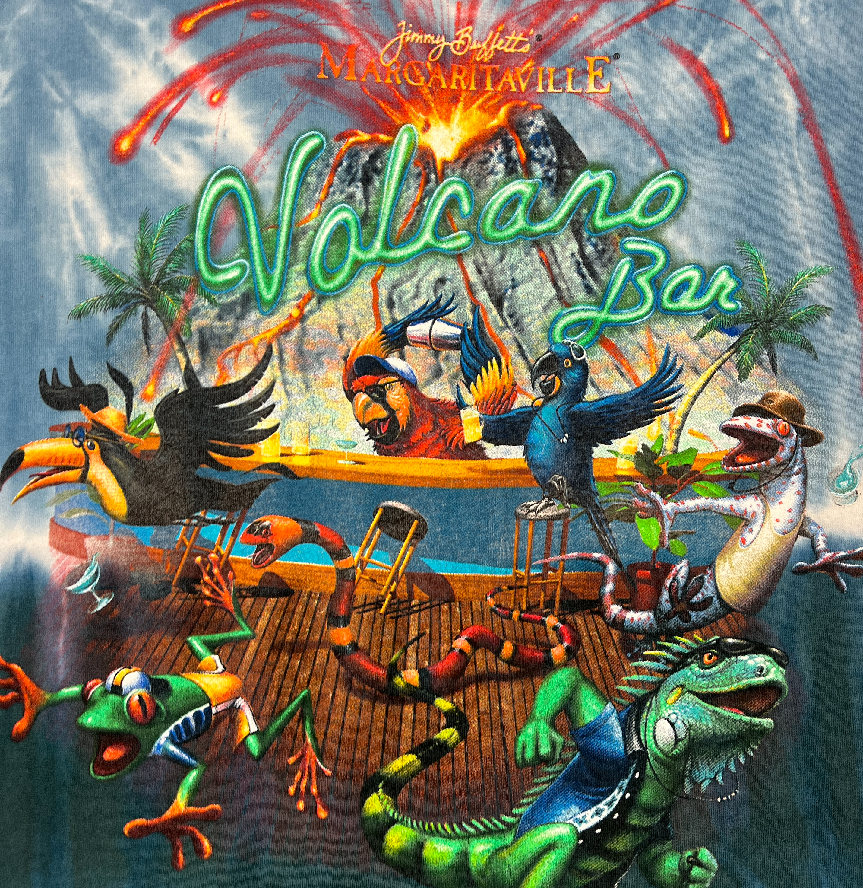 375215 (90s) Jimmy Buffett's Margaritaville Volcano Bar Tie Dye T-Shirt