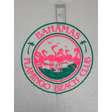 (80s) Bahamas Flamingo Beach Club Vacation Graphic T-Shirt