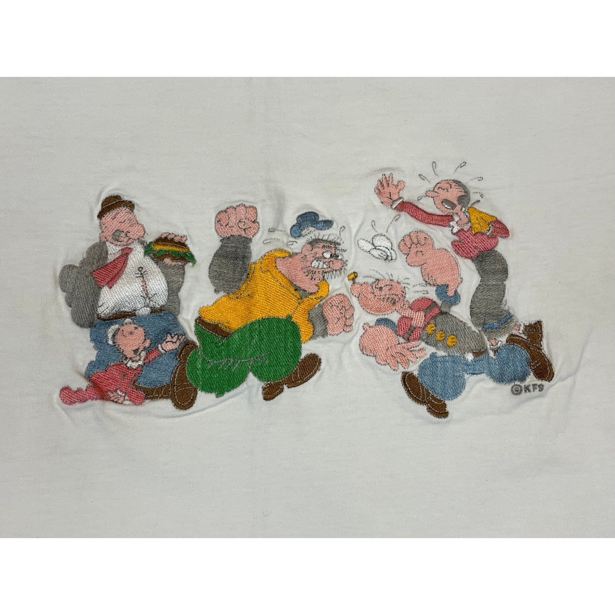 259925 (90s) Popeye Characters Cartoon Embroidered T-Shirt