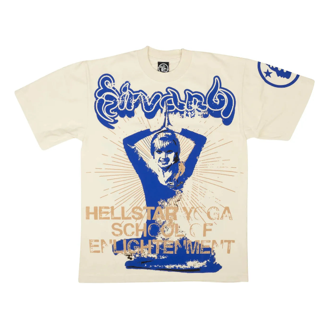 282612 Hellstar Studios Yoga Tee 'Cream/Blue'